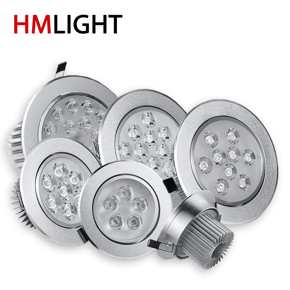 Super Bright LED Bulb 1W 3W 5W 7W 9W 12W 15W 18W Ceiling Downlight Recessed Spot Light For Home Lighting AC 110V 220V 85-265V bathroom downlights