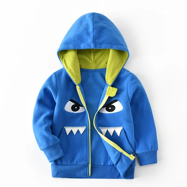 SVELTE/Детская флисовая куртка с капюшоном и забавным рисунком для мальчиков верхняя одежда с капюшоном, пальто парка для детей возрастом от 2 до 7 лет, детские спортивные топы, одежда - Цвет: Blue