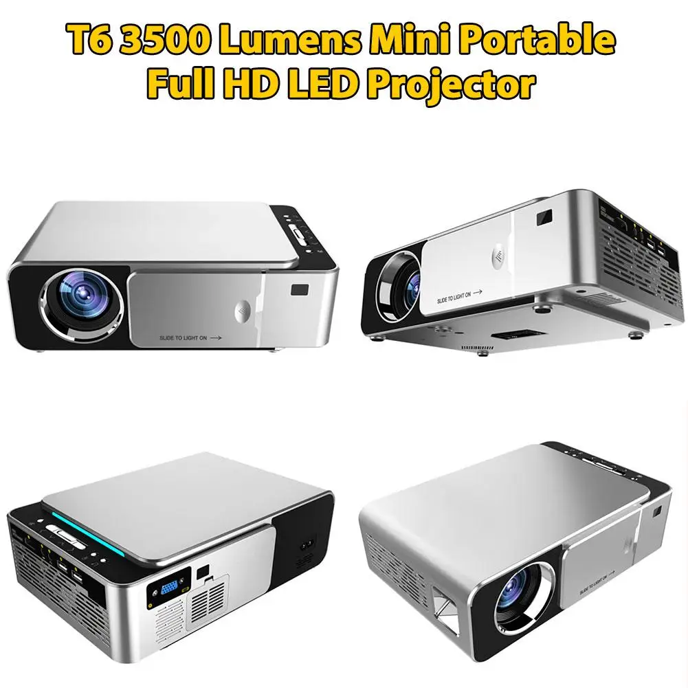 T6 3500 люмен Мини Портативный Full HD светодиодный проектор 4K 3D 1080P домашний кинотеатр