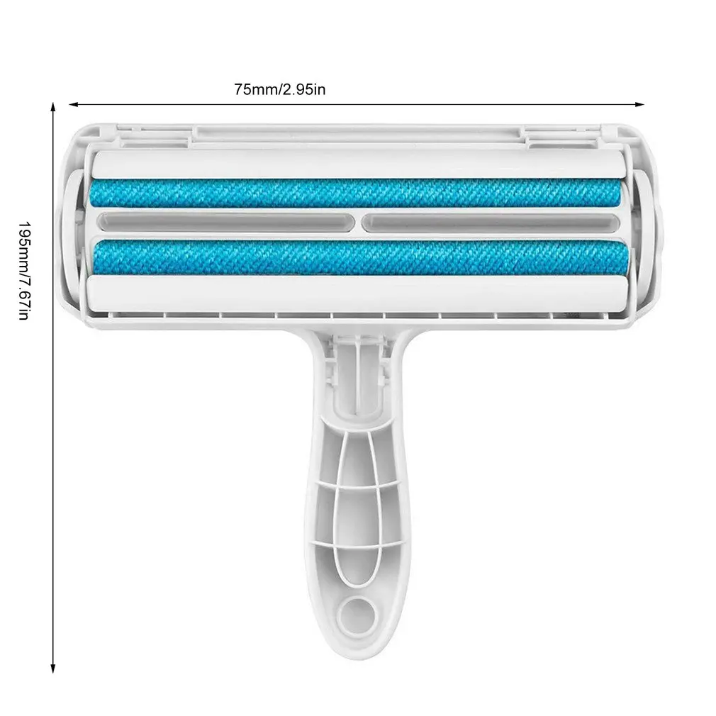 2-Way Pet Hair Remover ролик Приклеивание ворсинок ролик удаление собачьей шерсти кошки с мебели ковры одежда одной рукой - Цвет: Белый