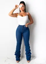 2020 Women's Summer New Best-selling Classic Casual Stand Collar Wool Solid Color Denim Trousers High Waist Jeans Women Clothing
