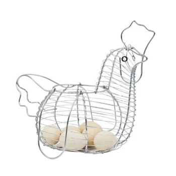 

Innovative Hen Shaped Egg Holder Metal Wire Fruit Basket Home Snacks Organizer TB Sale