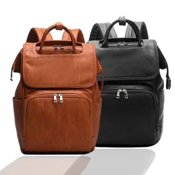 

New Unisex Fashion Quality PU Leather Baby Diapers Bag Backpacks Maternity Changing Pad Stroller Straps Baby Bags Water Proof