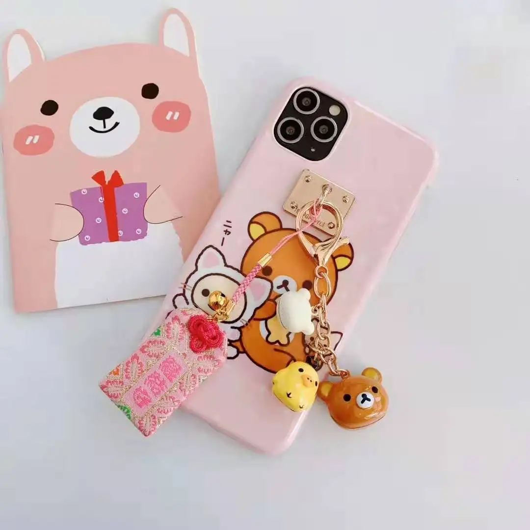 Для iphone 11 pro Max милый медведь Мягкий Полный ТПУ чехол для телефона для iphone 11 8plus 7P 6S 6p XR XS Max мультяшный чехол+ игрушки+ маленький колокольчик