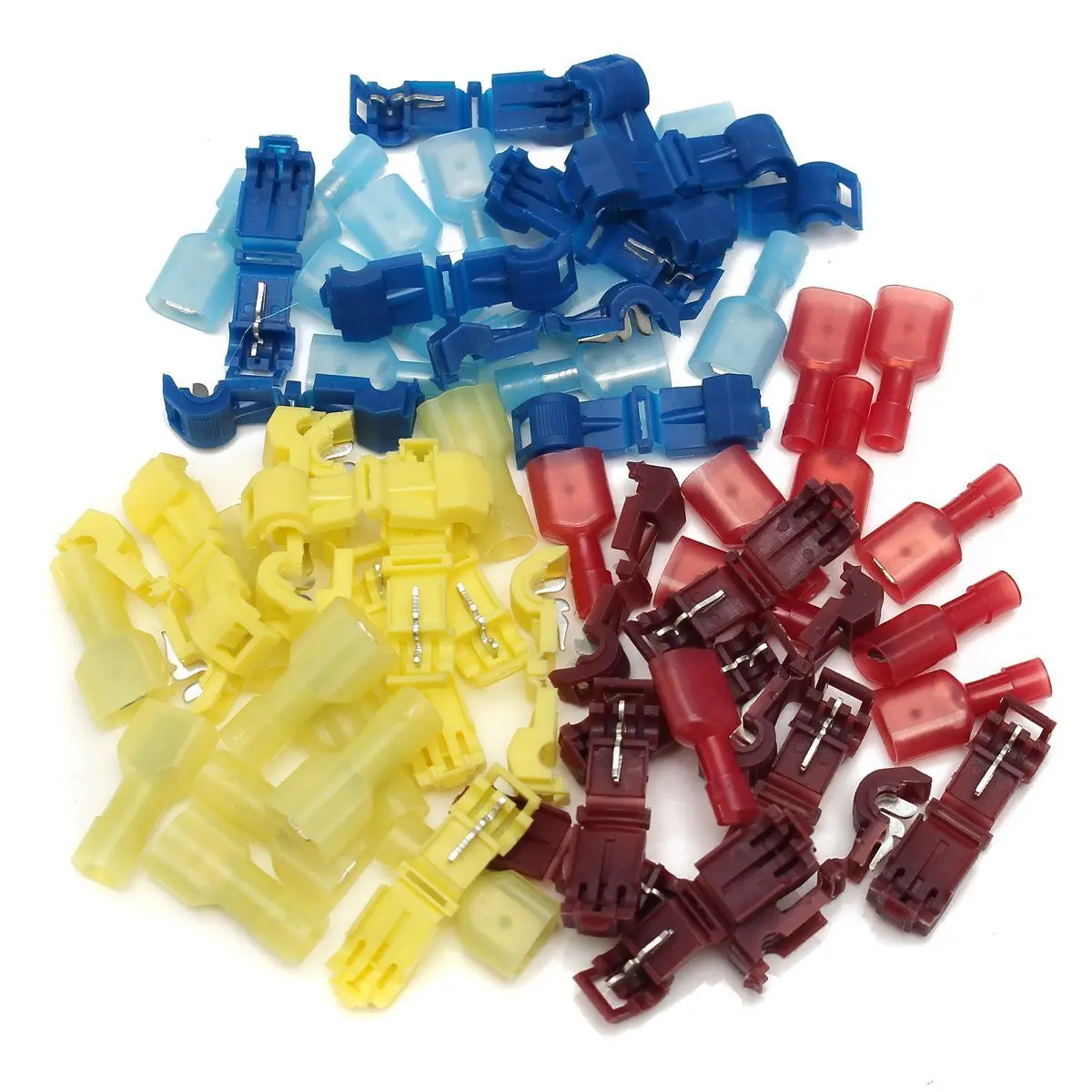 

100/10pcs Quick Splice Spade Connectors Electrical Wire Cable Crimp Terminals Set 0.3-6mm2 Red/Blue/Yellow
