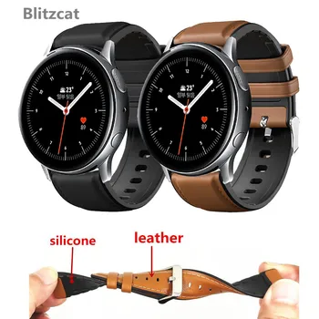 

Silicone+Leather For Samsung Galaxy Watch Active 2 44mm 40mm Watch band 20mm Genuine Leather Replacement Watch Strap