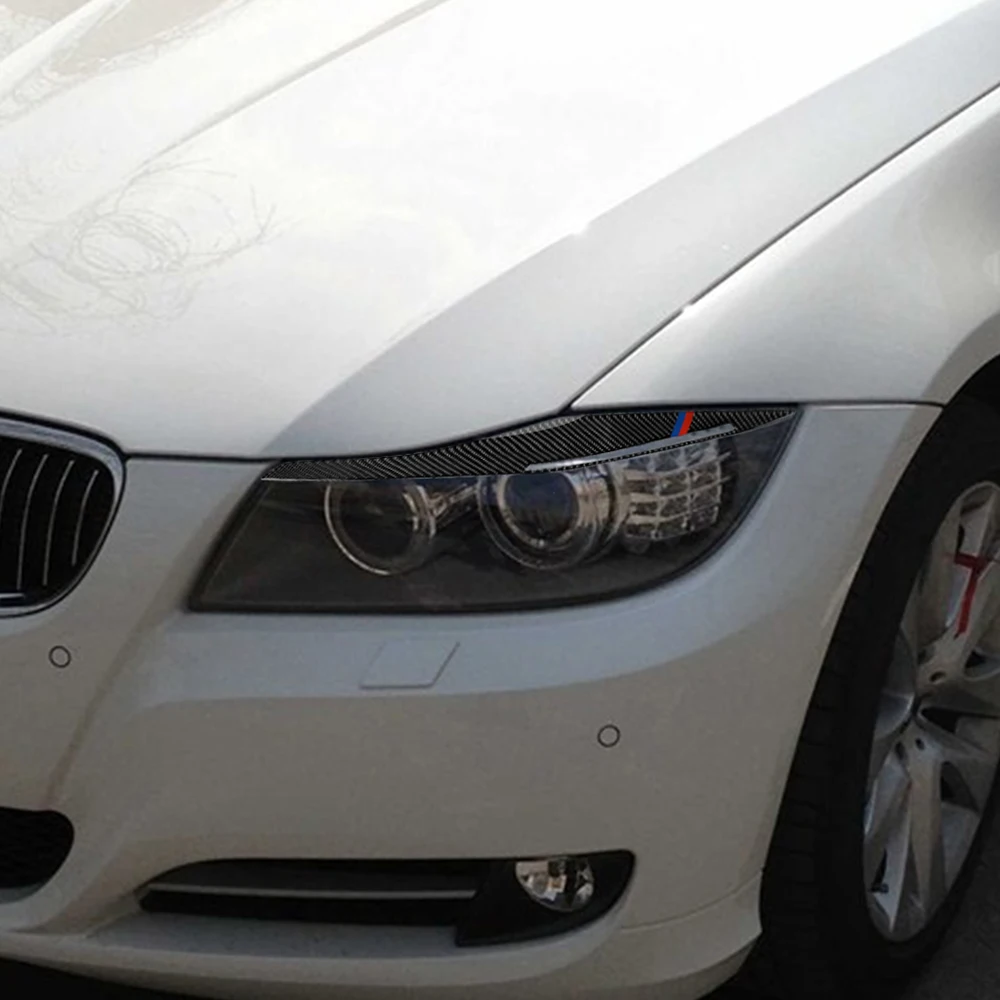 1 пара фар отделка бровей украшения наклейки E90 2009-2012 Черный углеродного волокна наклейка Стиль