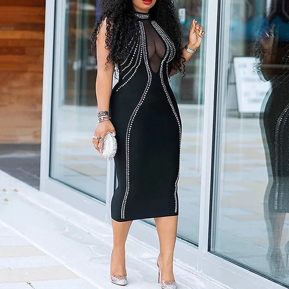 

Black Elegant Cocktail Dress Sleeveless Tea Length Mermaid Night Club Halter Neck Backless Evening Party Gowns Cocktail Dresses