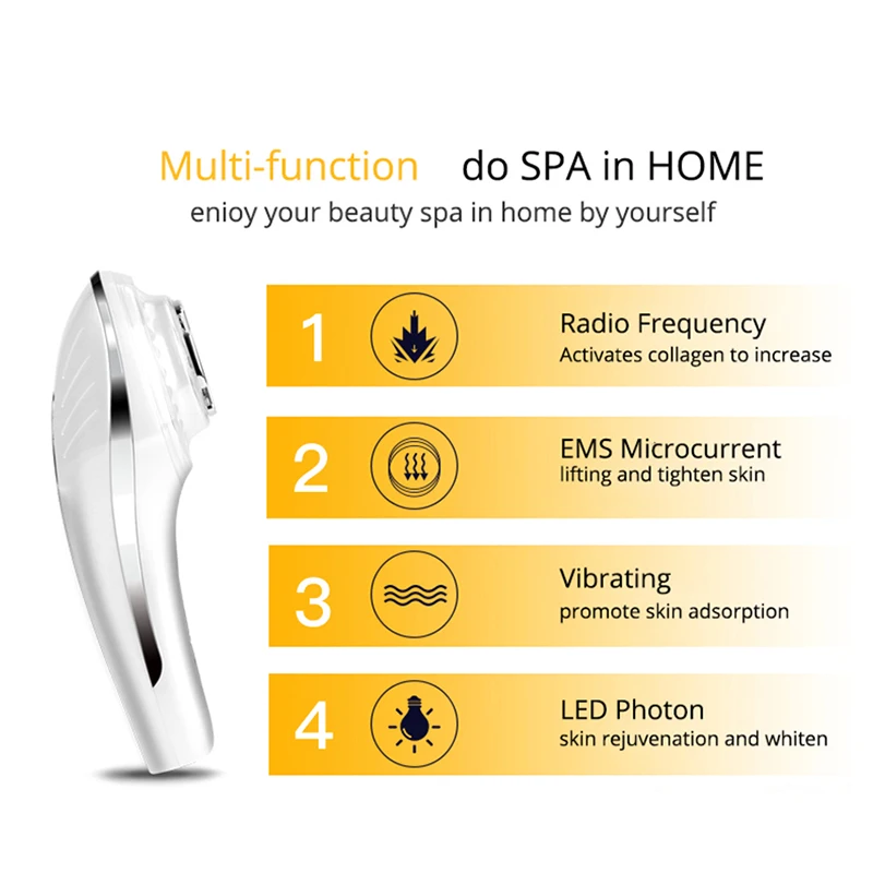  LED RF Photon Therapy Facial Skin Lifting Rejuvenation Vibration Device Machine Face EMS Ion Microc