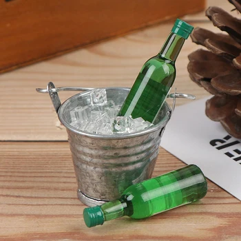 

Dollhouse Miniature Wine Bottle + Cups + Bucket Set for Blyth BJD Doll Food Drinks Play Kitchen Furniture Toy