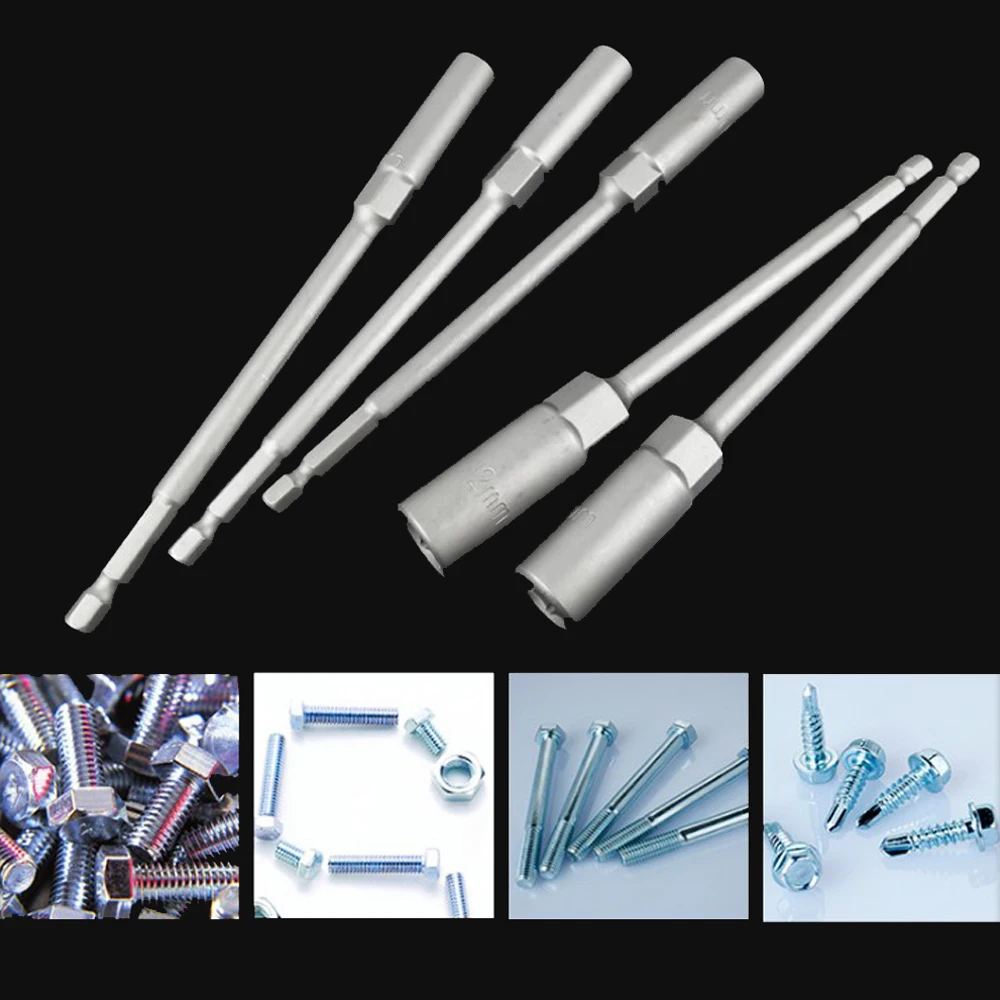 1Pc 5.5-19mm Lengthen Electric Drill Socket Head Bolt Nut Driver Bit Impact Drill Bits Adapter Socket Wrench Extension Bar 150mm 3
