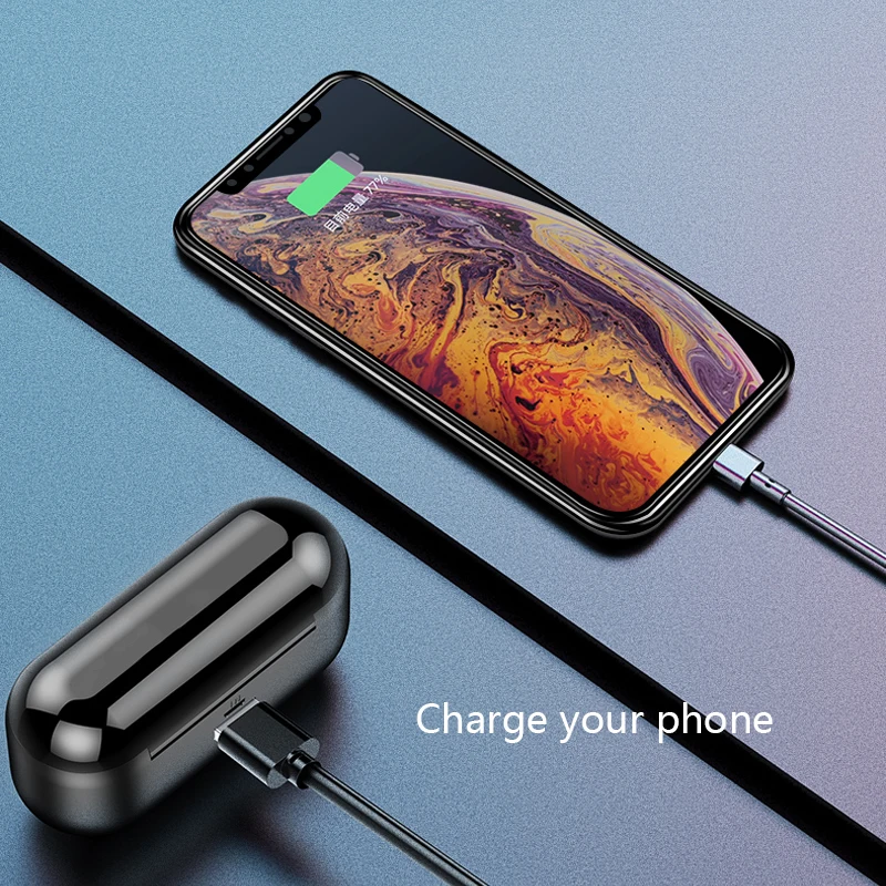EWA Bluetooth Earphones TWS Wireless Bluetooth headphone LED Display With 2000mAh Power Bank Headset With Microphone