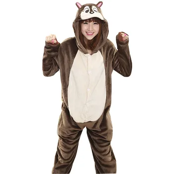 

Squirrel Kigurumi Pajamas Onesie Female Animals Sleepwear Party Fancy Adult Winter Flannel Sleepwear Warm Cartoon Girls