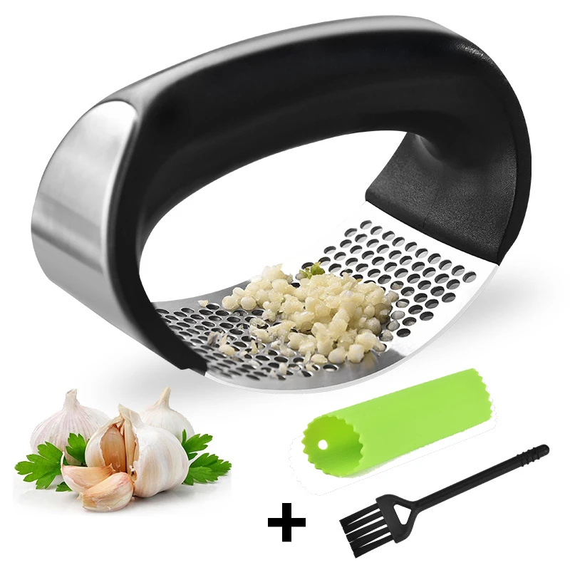 

Multi-function Manual Garlic Presser Curved Garlic Grinding Slicer Chopper Stainless Steel Garlic Presses Cooking Gadgets Tool