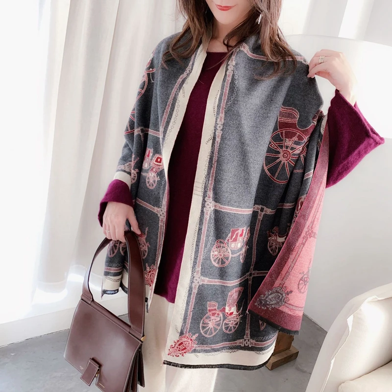 style 4 Роскошный женский кашемировый шарф, Женский сохраняющий тепло шарф с модным принтом, Толстая теплая брендовая Удобная шаль, женское одеяло для путешествий - Цвет: style 4