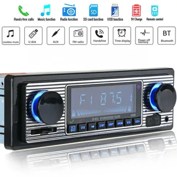 

Car Bluetooth Radio MP3 Player Stereo USB/AUX Classic Stereo Audio FM Radio Remote Control Retro Player