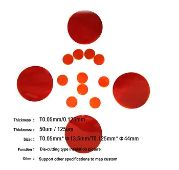 

Polyimide Film Die-cutting Type 0.125 Small Disc Insulation Gasket Without Glue 0.05mm Punching Gasket