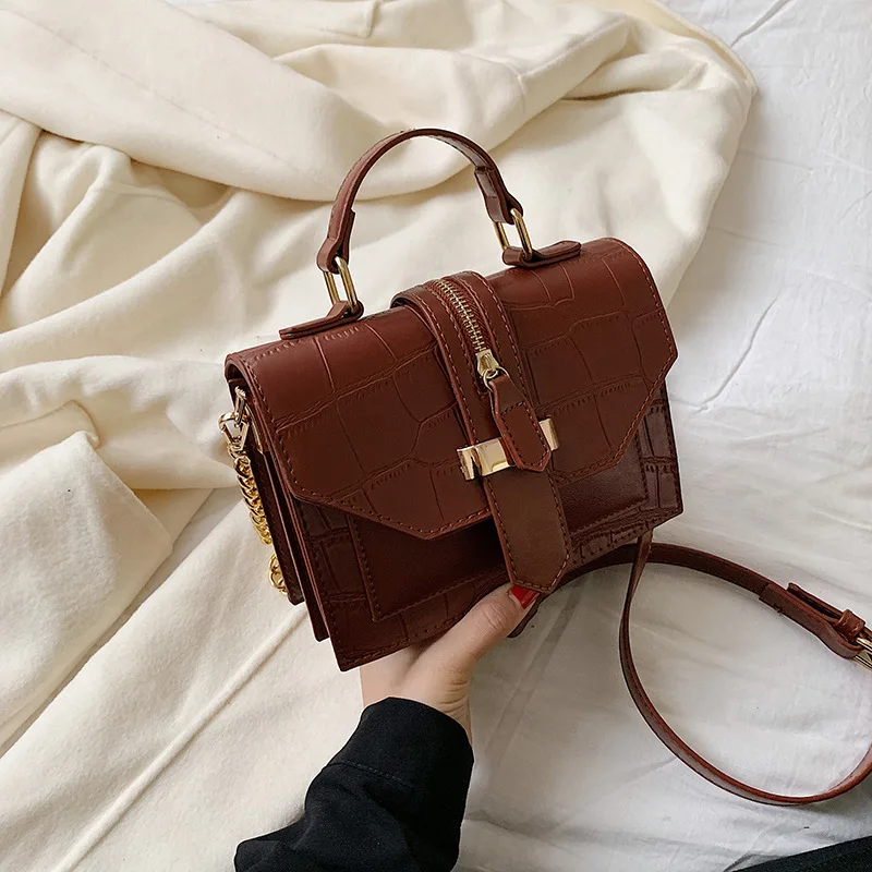 

Stone Pattern PU Leather Solid Color Shoulder Bag Bags for Women 2019 MINI Chain Shoulder Bag Lady Handbags Free Delivery