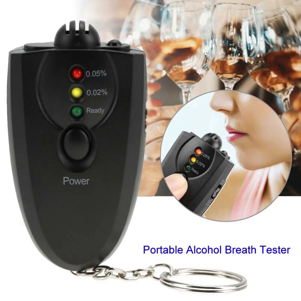 1pc Car Portable Alcohol Breath Tester Analyzer Detector Test Keychain MINI Breathalyzer LED Light display blood alcohol content