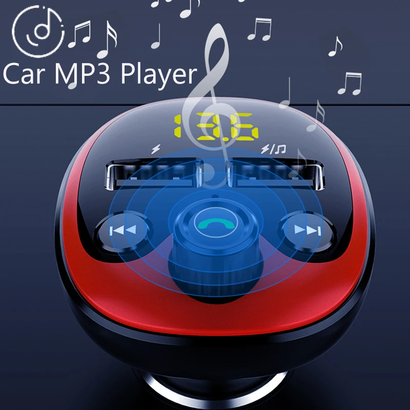 JINSERTA беспроводная гарнитура 5,0 чип Bluetooth автомобильный комплект FM модулятор TF U диск музыкальный плеер с двумя портами USB зарядное устройство