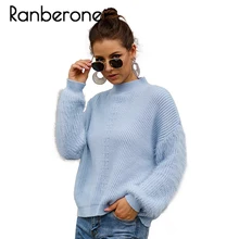 Ranberone Wome Knitted Sweaters Pullovers Women White Blue Long Sleeve Solid Jumper Female Turtleneck Fuzzy Warm Winter Sweaters Ranberone Wome Knitted Sweaters Pullovers Women White Blue Long Sleeve Solid Jumper Female Turtleneck Fuzzy Warm Winter Sweaters