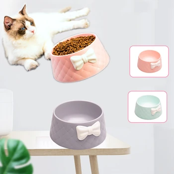 

Dog Feeder Bowl Bow Tie Pet Single Bowls Cat Feeding Dish Puppy Drinking Water Bowl Pets Food Tableware Anti Slip Water Dishes