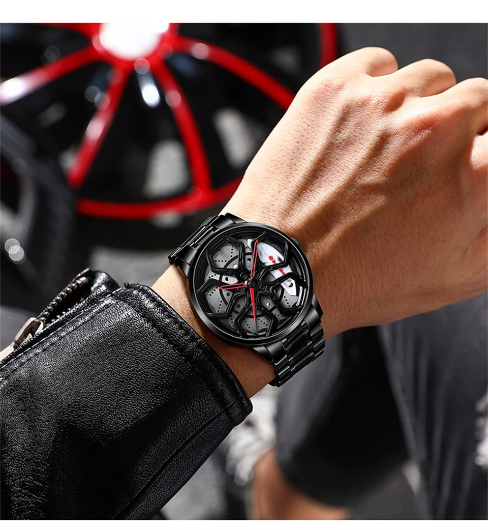 Original Wheel Rim Hub Watches Men Super Car Rim Hub Men Quartz Watch Stainless Steel Waterproof Wholesale Watches For Car AMG