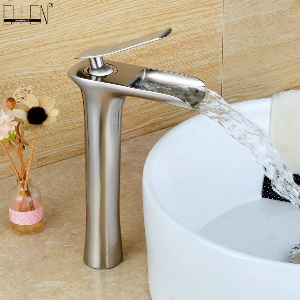 Vidric Waterfall Tall Bathroom Sink Faucet Solid Copper Hot and Cold Water Mixer Brush Nickel Antique Bronze Black Basin Faucet