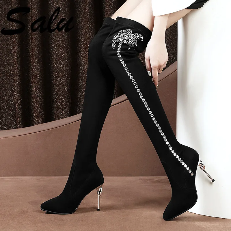 

TXCNMB Over The Knee High Boots Women High Heels Pointed Toe Party Shoes Woman Tight High Warm Winter Boots Long Shoes