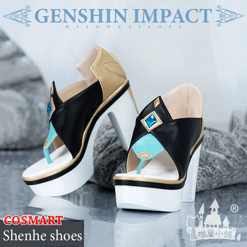 

Обувь для косплея Shen He COSMART Genshin Impact Shenhe, обувь на высоком каблуке, универсальная Боевая обувь для женщин, реквизит для ролевых игр, новая популярная игра