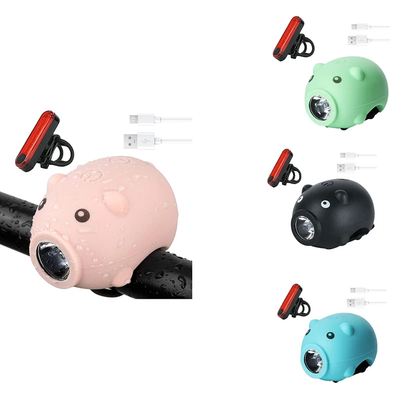 Super Bright USB Bicycle Lights Powerful Bike Headlights And Taillights Cute Piggy-Shape Headligh | Спорт и развлечения
