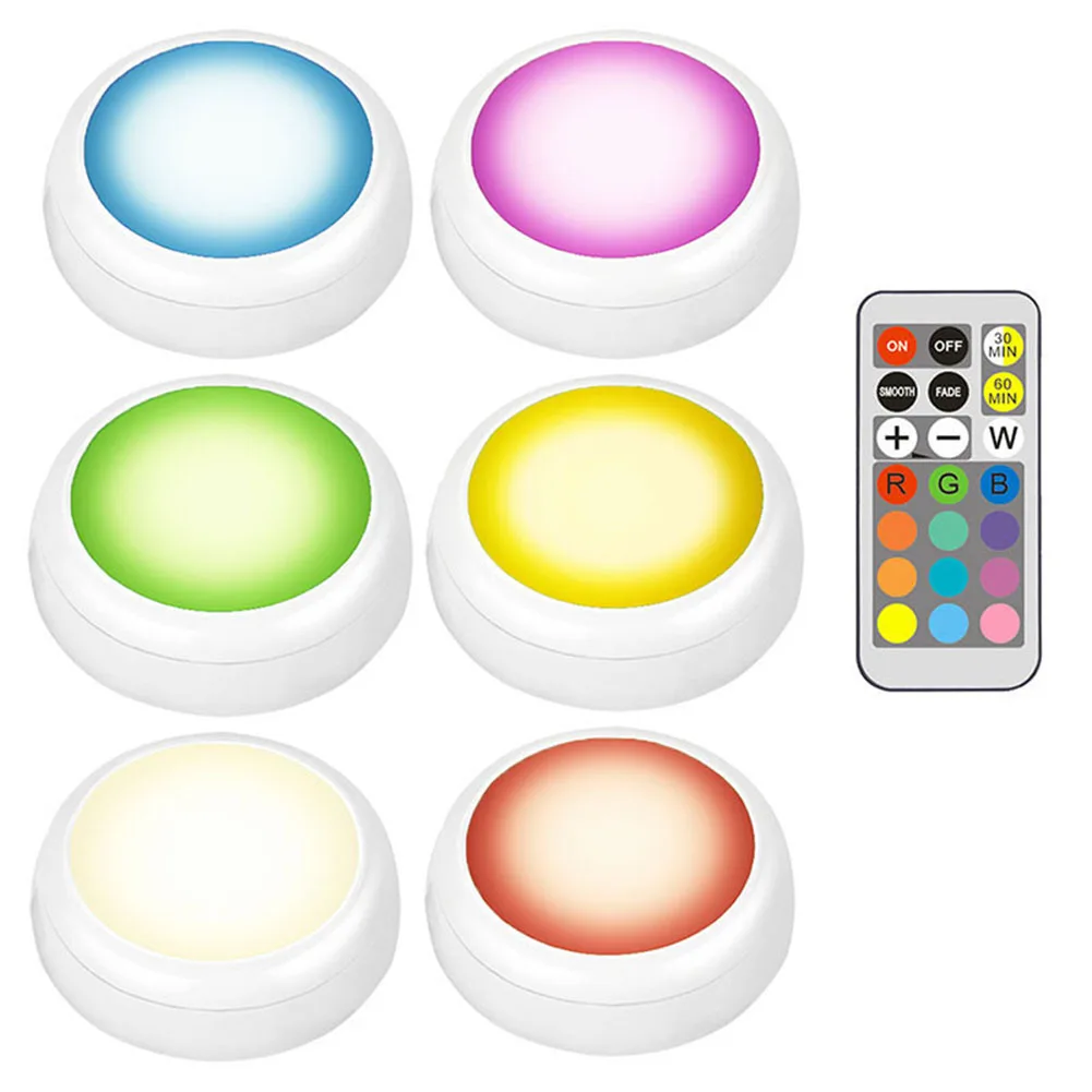 

Newest Wireless LED Puck Lights Under Cabinet Kitchen Lighting with Remote Control