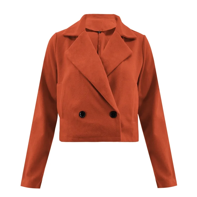 Wannathis женская новая зимняя одежда, куртка с v-образным вырезом, женское короткое тонкое шерстяное пальто, короткое пальто с двойной пуговицей, однотонное теплое пальто
