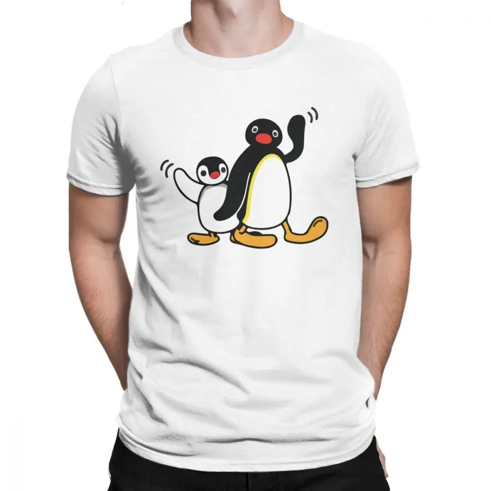 Midnite Star Pingu/мужские футболки серия пингвинов, Мультипликация Meme Kids 80s 90 s, Ретро стиль, Милые Забавные футболки, хлопок - Цвет: White