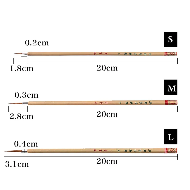 Chinese Calligraphy Brush Painting Writing Line Brush Set Weasel Hair Hook Line Pen Handwriting Practice Caligrafia Craft Supply