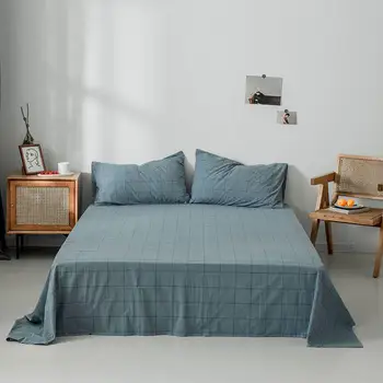 

2020 New Quality 100% Washed Cotton Flat Sheet Mattress/Bed Cover Full Queen King Twin Size Bed Sheet 240x250/200x230/120x240cm