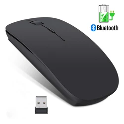 Mouse sem fio computador Bluetooth, componente mouse óptico silencioso recarregável ergonômico 2.4Ghz USB para notebook PC