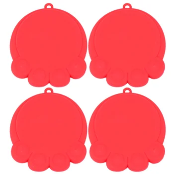 

4pcs Pet Food Can Lids Silicone Sealing Cover Pet Bowl Lids Fresh Keeping Cover Pet Supplies for Cat Dog (Red)
