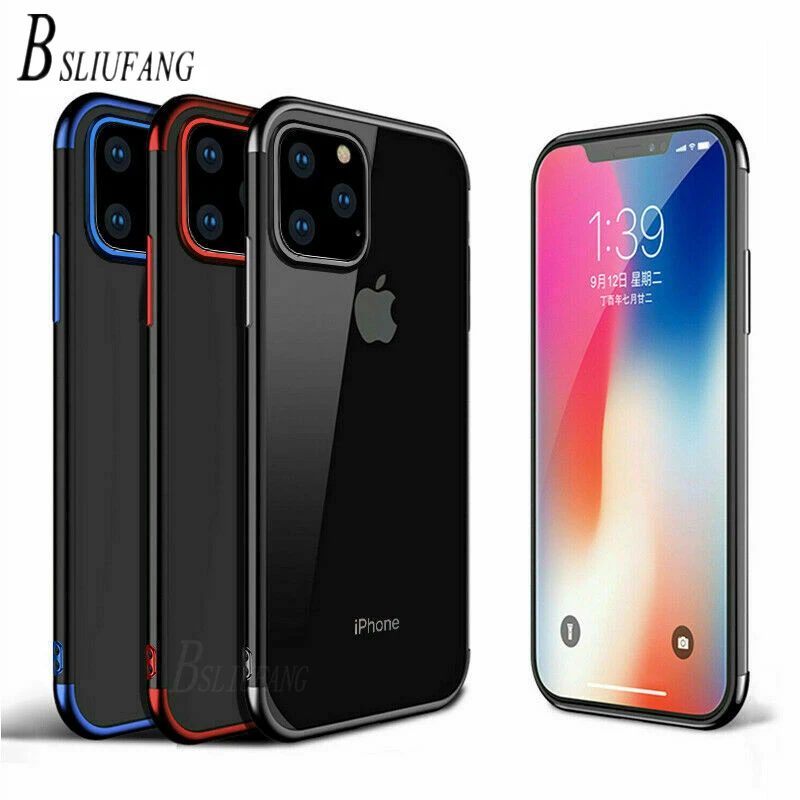 

Fashion Soft Plating Protective Case For iPhone 11 Pro Max 2019 X XR XS Max Ultra thin TPU Cover Cases For iPhone 8 6 6S 7 Plus