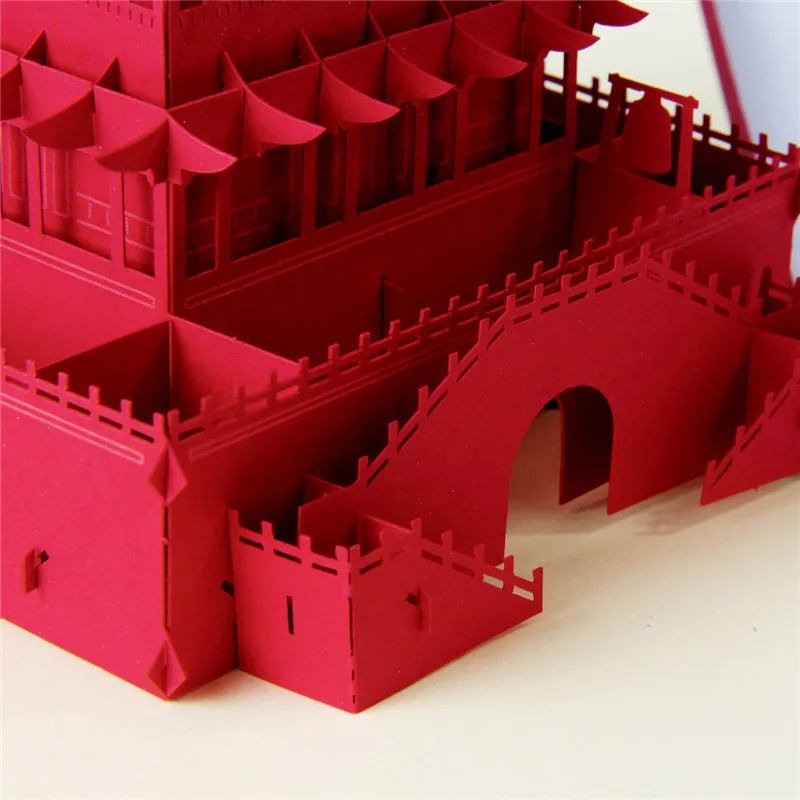  3D Pop Up Greeting Card Birthday Valentine's Day Gift Postcard with Tower Building Envelope Wedding - 4.00017E+12