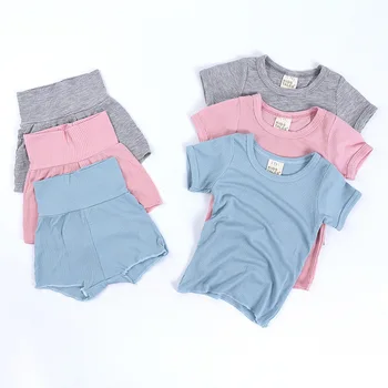 

Kids Clothes Set Baby Girls Pajamas Sets Summer Short Style Boys Nightwear 2pcs Cotton Solid Color Toddler Pajamas Set