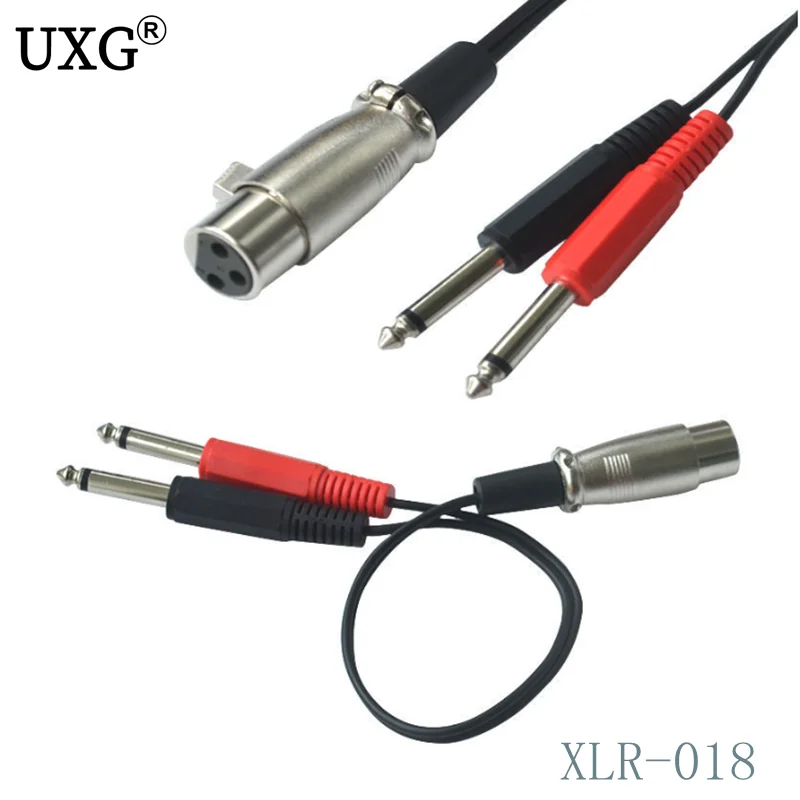 3 контактный XLR Женский двойной 1/4 &quot6 35 мм моно штекер TRS аудио Y кабель 1FT 0