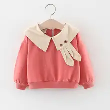 Джемпер с кроликом для маленьких девочек, Осенний простой пуловер с длинными рукавами, хлопковый свитер свободного кроя