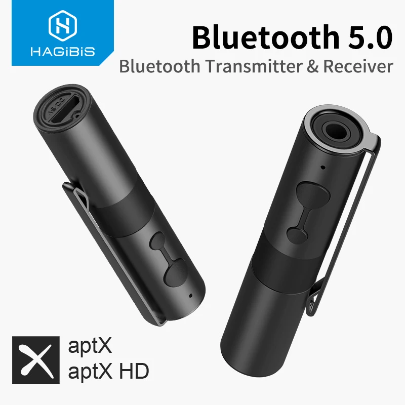 Hagibis Bluetooth 5,0 передатчик приемник 2-в-1 3,5 мм Джек аудио Aptx Беспроводной адаптером AUX для ТВ наушники ПК автомобиля nintendo