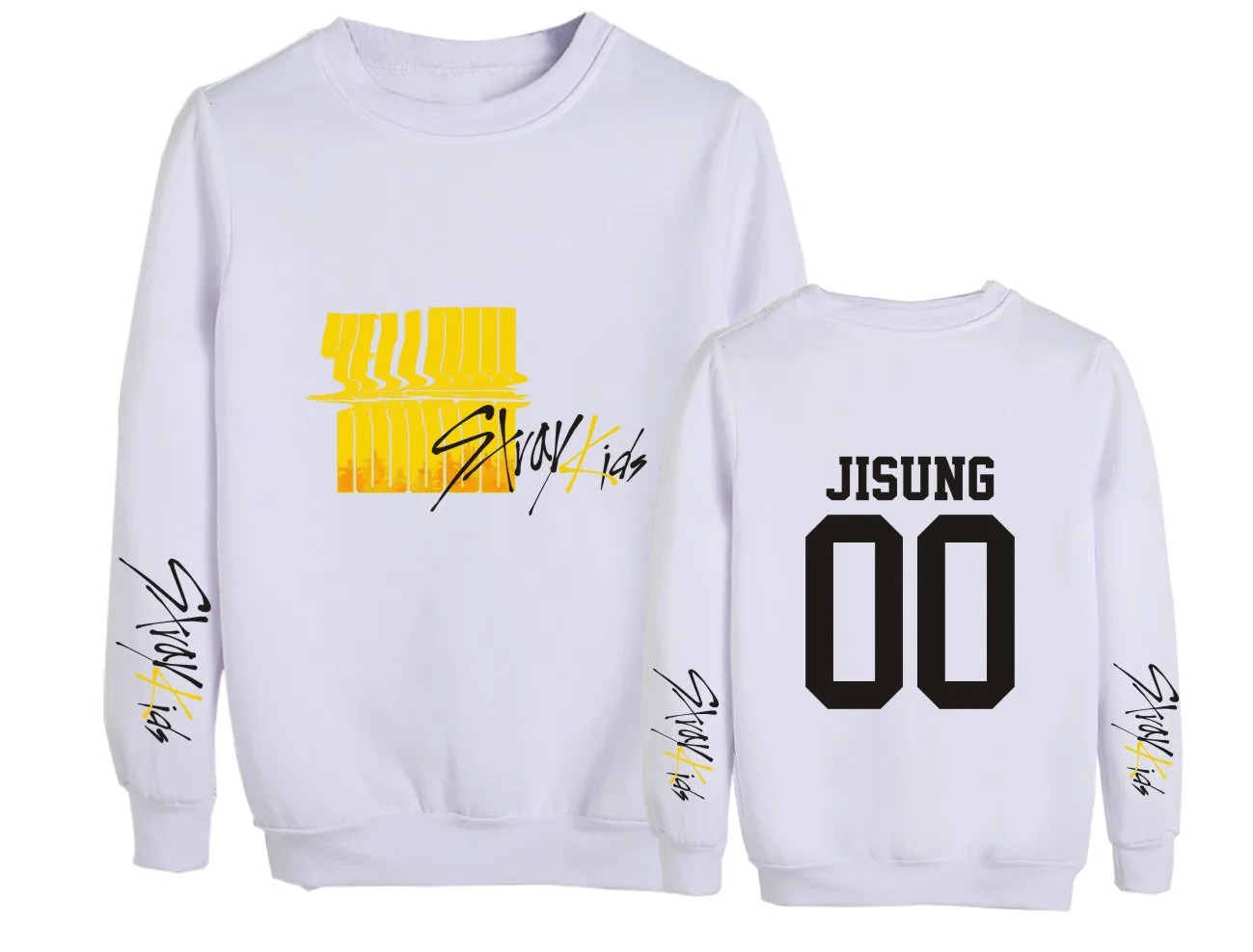 white6 KPOP Stray Kids альбом желтая древесина с тем же абзацем голова круглый вырез свободный свитер студенческие мужчины и женщины дропшиппинг - Цвет: white6