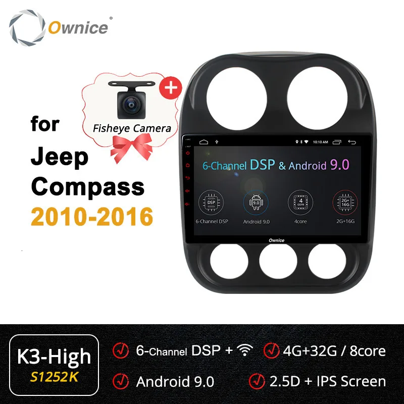 Ownice K1 K2 K3 Octa Core Android 9,0 автомобиль радио gps для JEEP COMPASS 2010 2011 2012 2013 поддерживает DVD формат Car play
