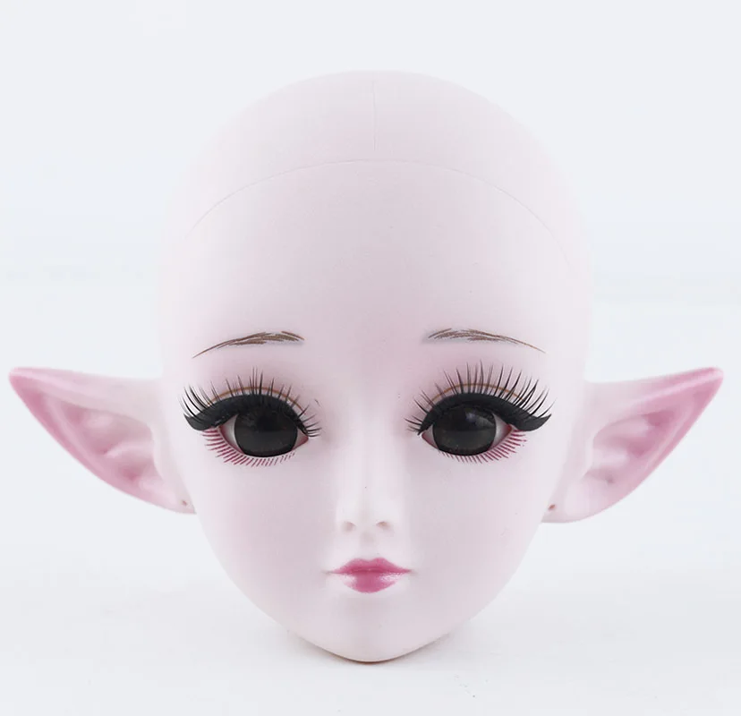 Wholesale BJD Doll 21 Movable Joints 60cm Elf Girls Toys 3D Big Blue Eyes Baby Makeup Naked Doll High Quality DIY Kid's Gifts - Цвет: Black eyes head