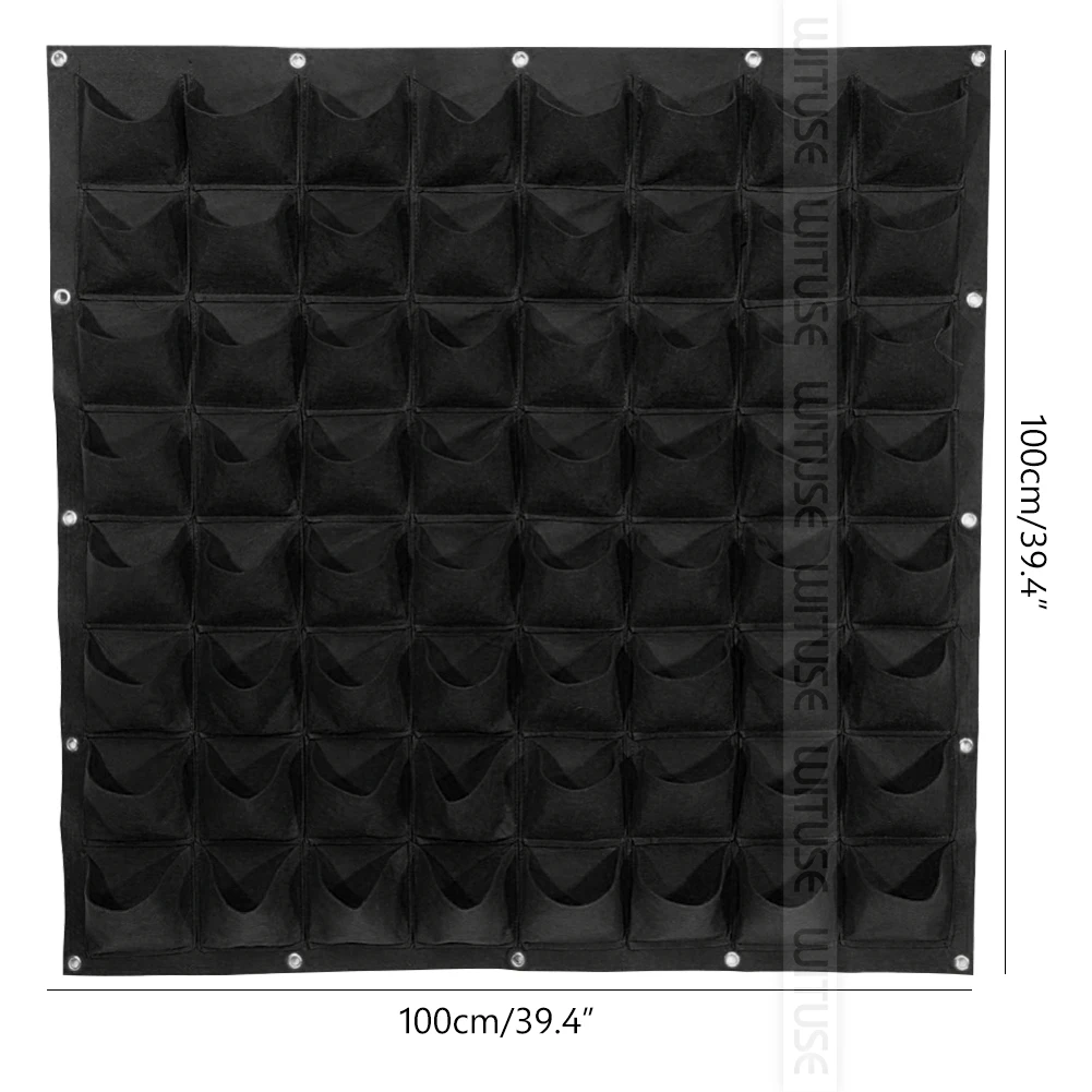64pockets Black Настенные подвесные садовые сумки, вертикальная сеялка, много карманов для настенного садоводства, цветов на открытом воздухе, комнатных горшков для выращивания - Цвет: 64pockets Black