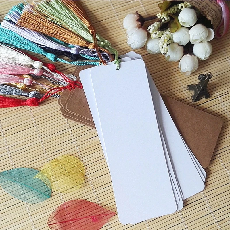 Blank Bookmarks with Tassels DIY White Bookmarks to Decorate Colorful  Bookmark Tassels for Pendant Present Tag Hanging Ornament - AliExpress