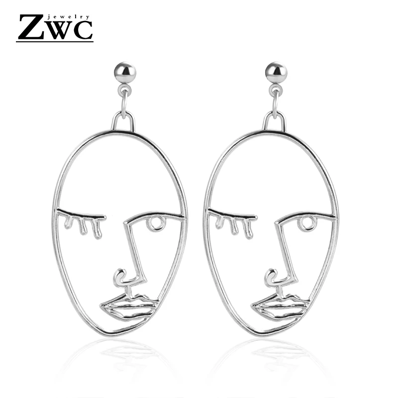 ZWCX новые абстрактные стильные Висячие серьги для женщин, модные уникальные серьги-капли в богемном стиле, ювелирные изделия - Окраска металла: Sliver 2